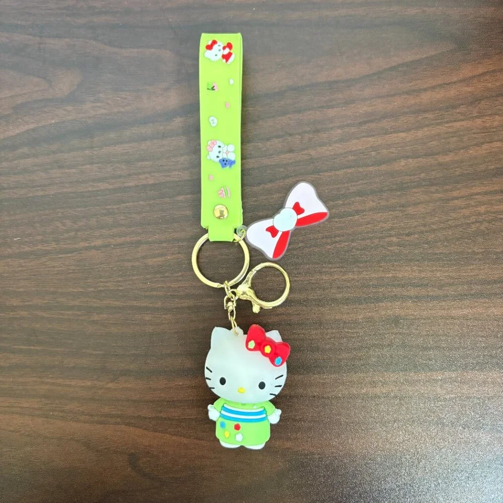 Hello Kitty Keychain Car Key Bow Wristlet Keychain Unbranded Lime Y2K Nostalgia